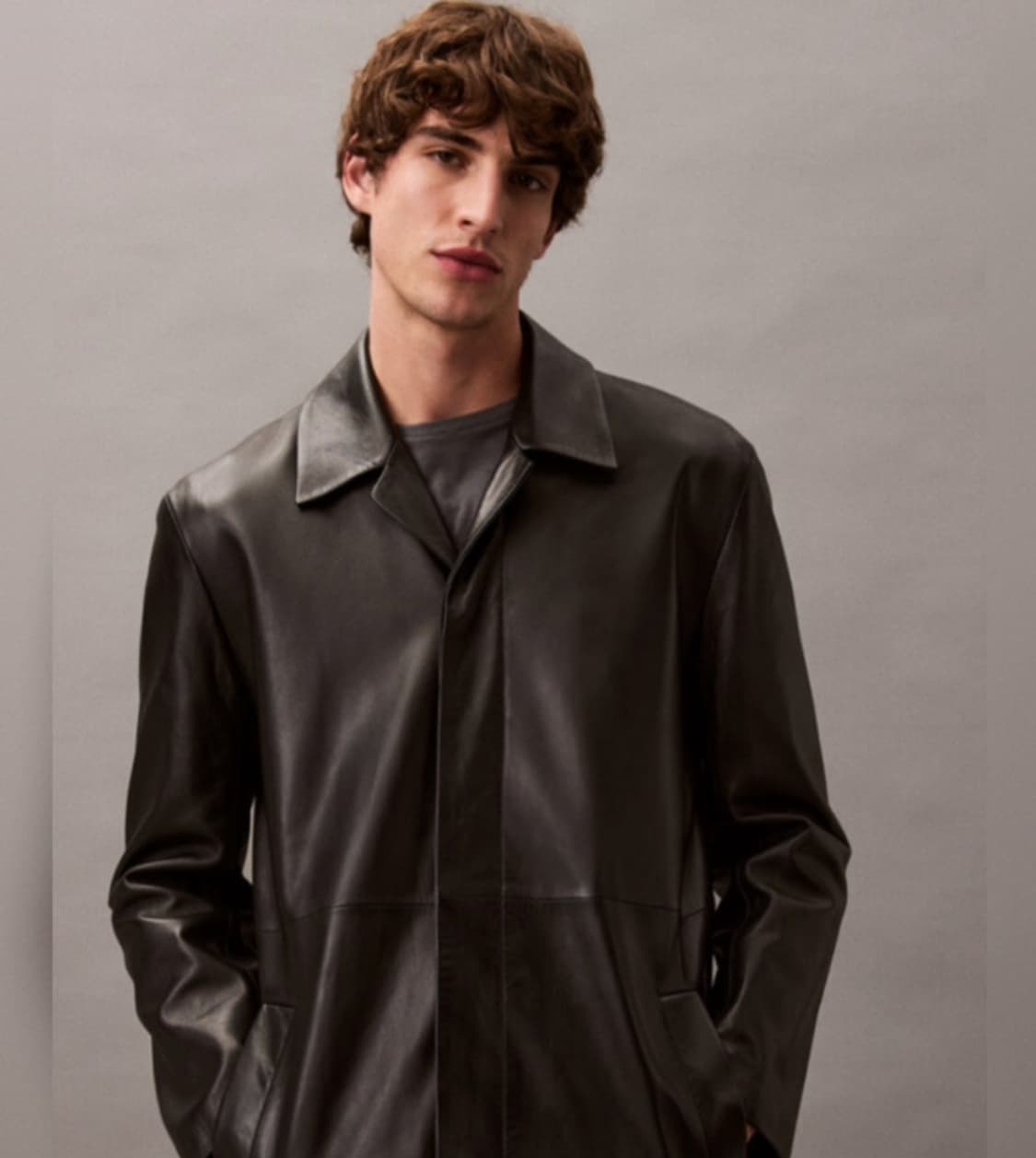 calvin klein studio 차은우 레더 카코트 유일매물 상품이미지1