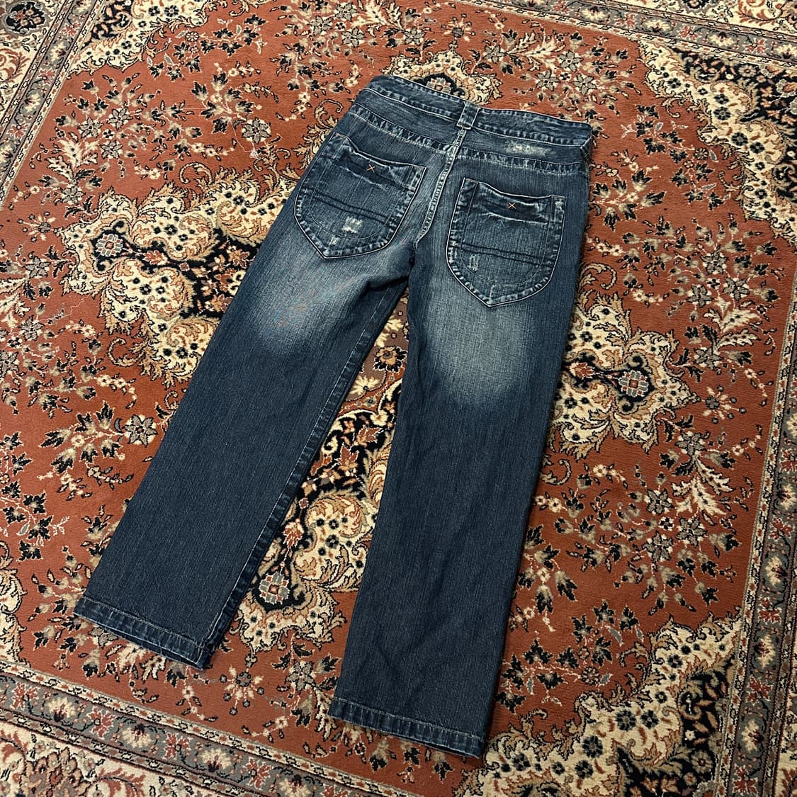 BUFFIT 패치워크 디스트레스드 데님팬츠 (33) 진청 상품이미지4