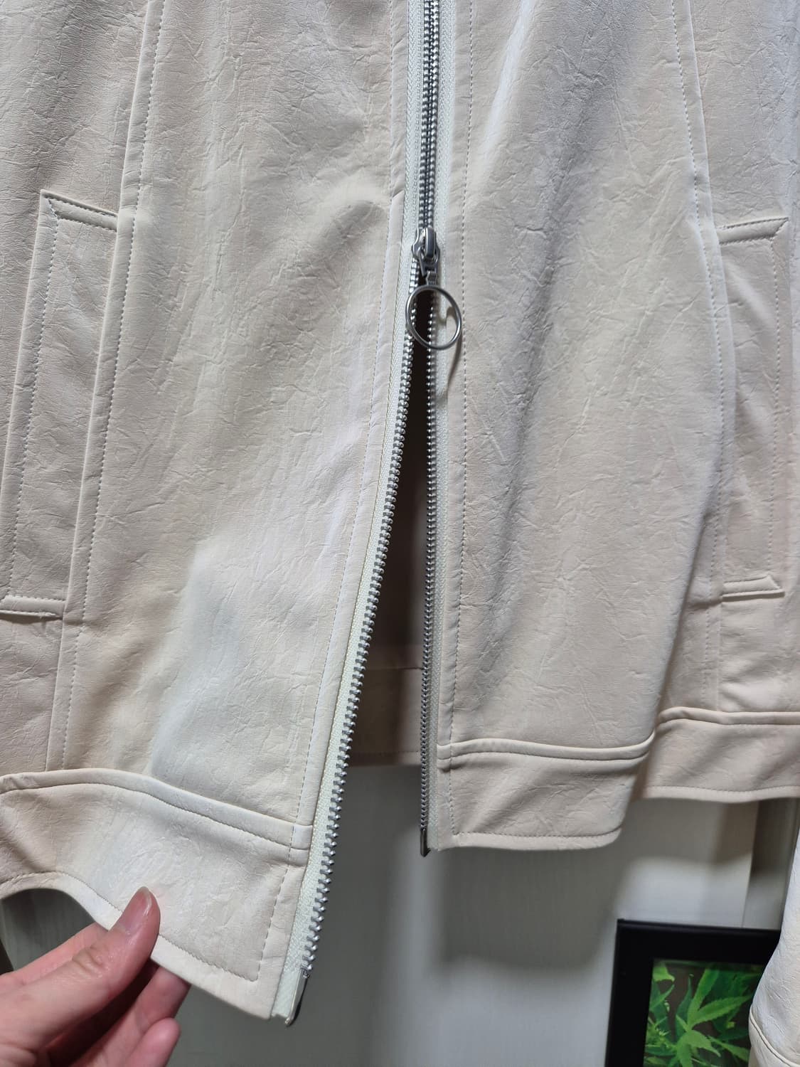 (타임세일)(새상품)metapher 크랙레더 재킷 아이보리 상품이미지4