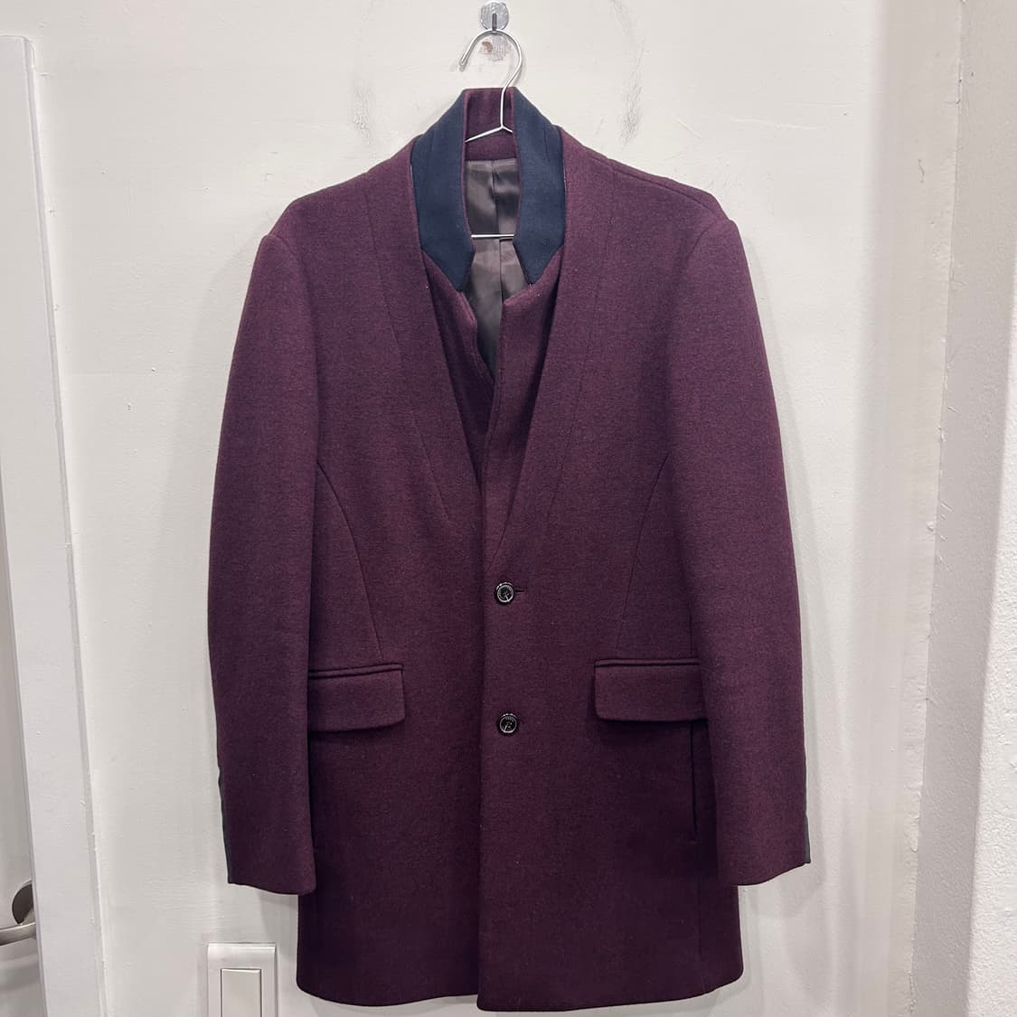 크리스 크리스티 더블 하이넥 카라 투버튼 울코트 상품이미지2