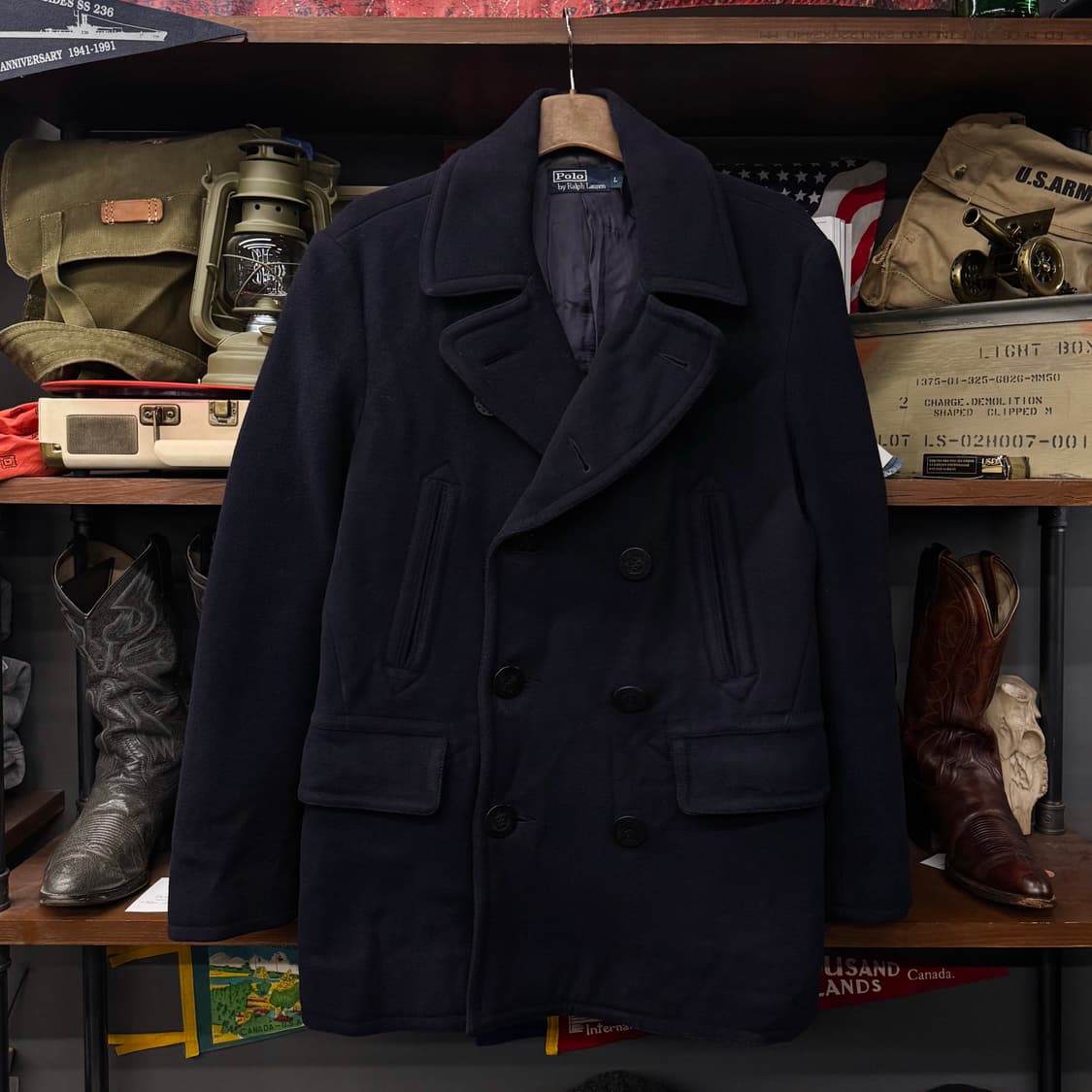 90s 폴로 랄프로렌 US NAVY 미 해군 밀리터리 복각 피코트 상품이미지1