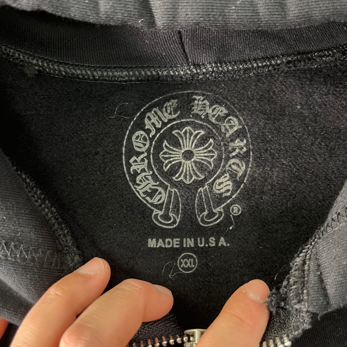 105 크롬하츠 홀스슈 플로랄 플리스 블랙 후드집업 상품이미지4