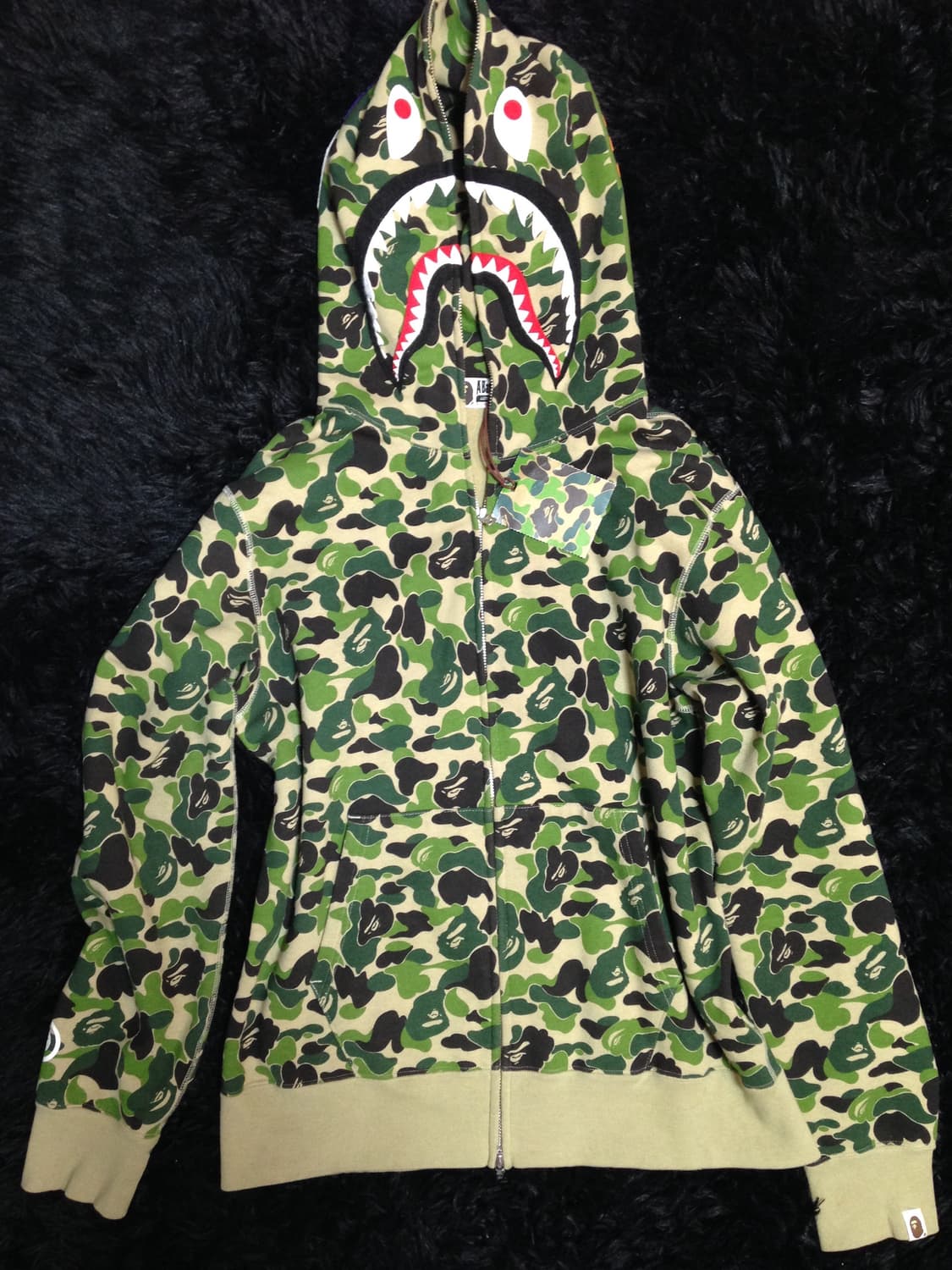 베이프 ABC 카모 샤크 풀 집 후드 그린 L 상품이미지2
