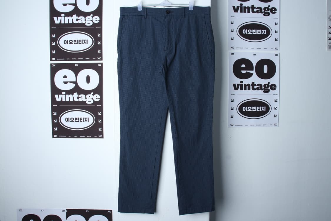 (L-XL) 클럽모나코 면바지 팬츠 한섬 체크 블루 아메카지-P10192 상품이미지2