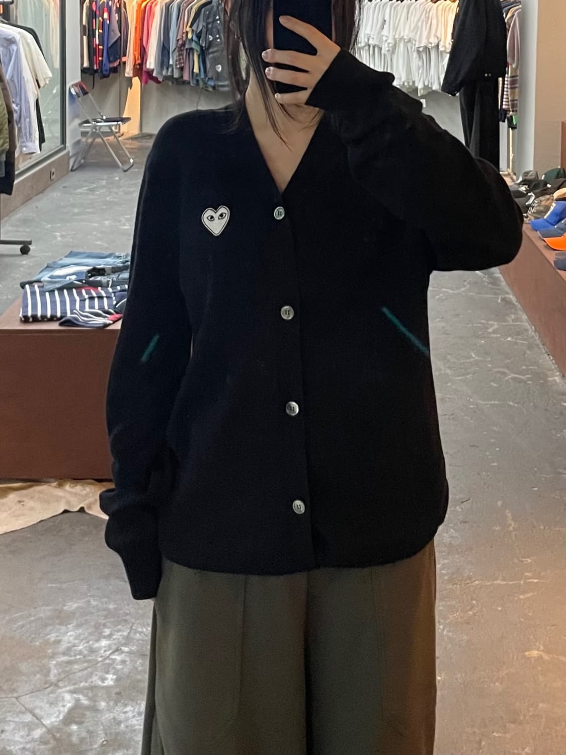 꼼데가르송 화이트하트와펜 블랙 가디건 H2669 상품이미지1