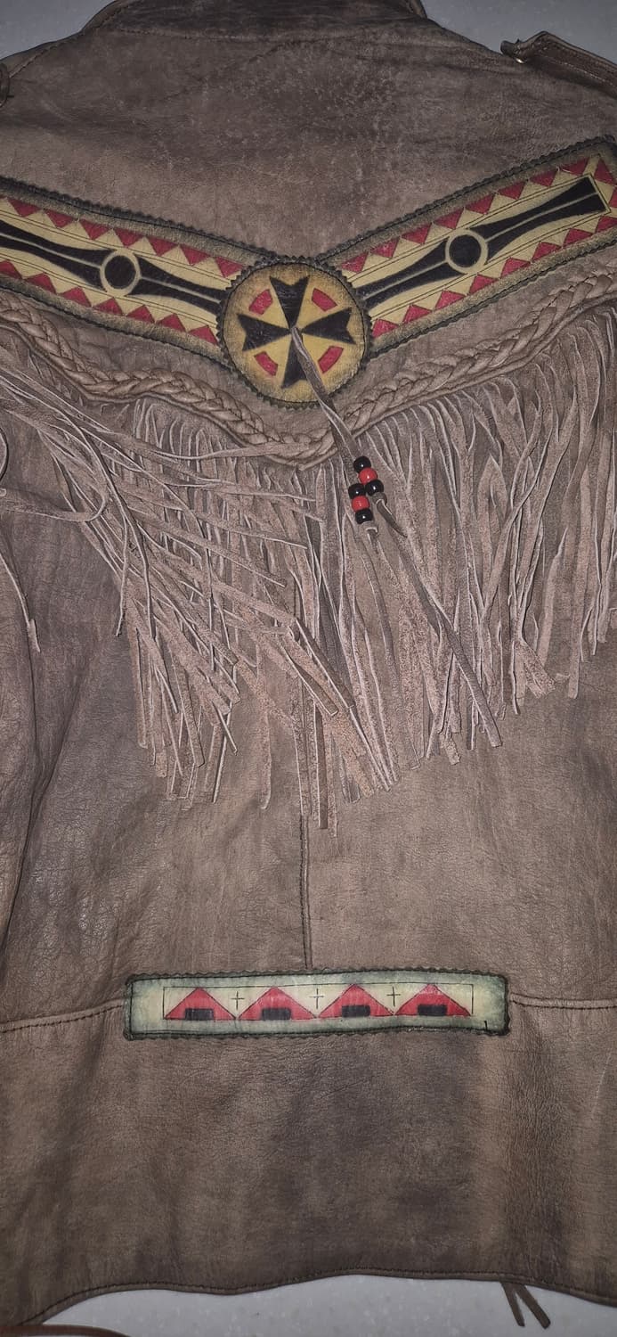 프린지,테슬 디테일 웨스턴 빈티지 레더재킷 상품이미지2