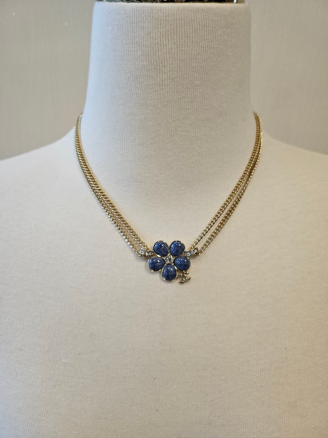 샤넬 데님풍 플라워 CC 초커 목걸이 업사이클링 상품이미지8