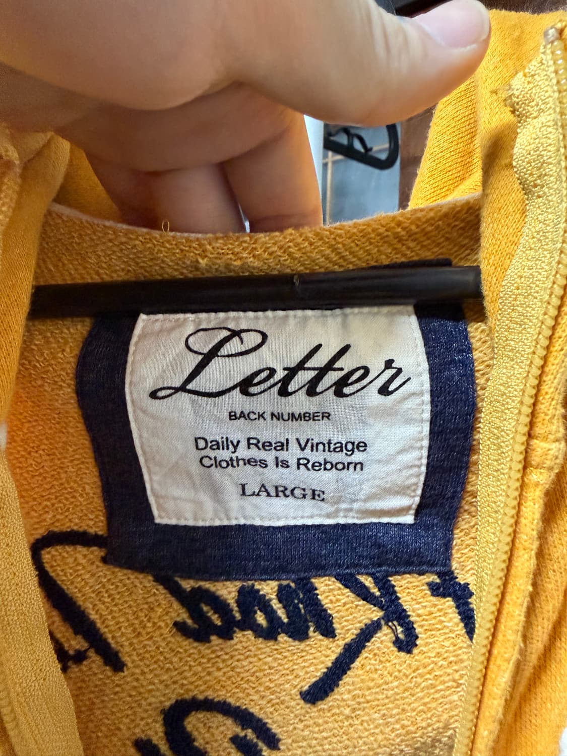 Back Number Latter 백 넘버 후드집업 옐로우 Y2K 상품이미지5