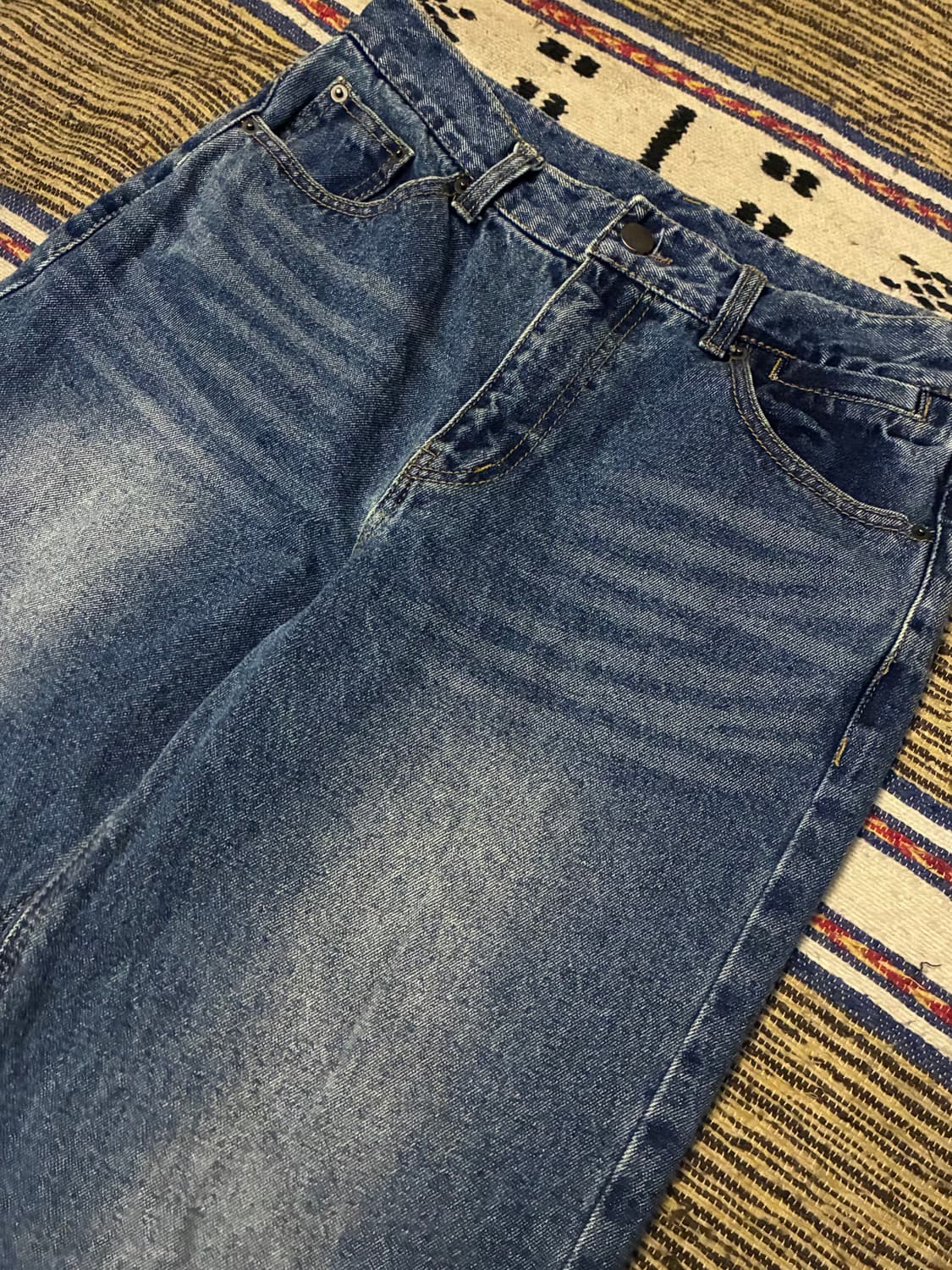 (48/30)noirer 노이어 클래식 와이드 데님팬츠 미드블루 청바지 상품이미지2