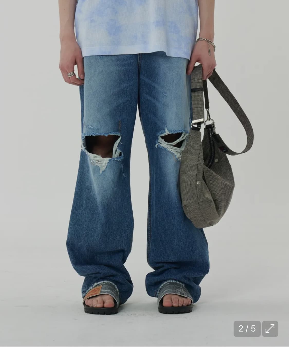 메종미네드 WEB DAMAGE LONG DENIM PANTS M/BLUE 상품이미지1