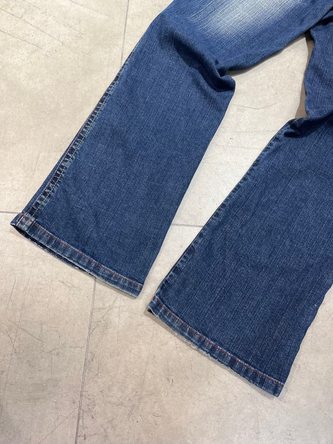 일본 빈티지 락펑크 포켓 자수 와이드 데님 팬츠 상품이미지4