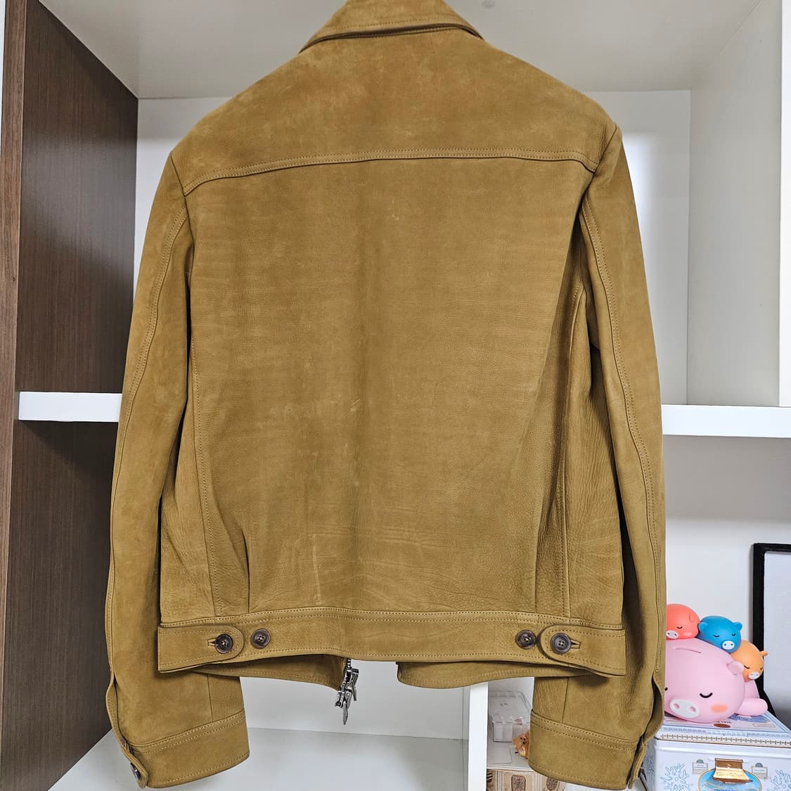 [48] 톰포드 버팔로 레더 스웨이드 트러커 워크 가죽 자켓 카멜 상품이미지7