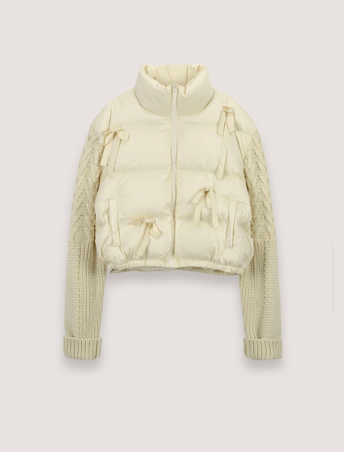 더티스 thetis 리본 믹스 니트 덕다운 패딩 상품이미지1