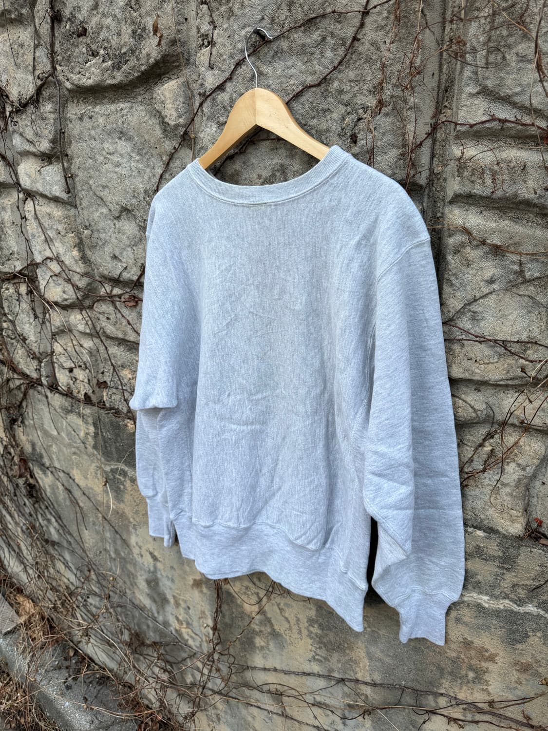 90s 챔피언 빈티지 리버스위브 자수로고 플레인 스웻 셔츠 맨투맨 회색 상품이미지4