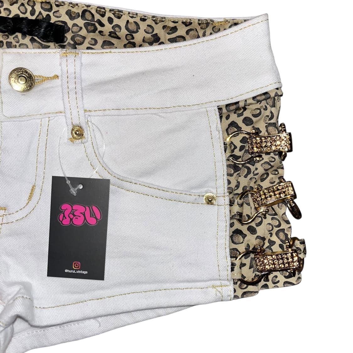 사이드 호피 링 화이트숏팬츠 갸루y2k펑크 상품이미지2