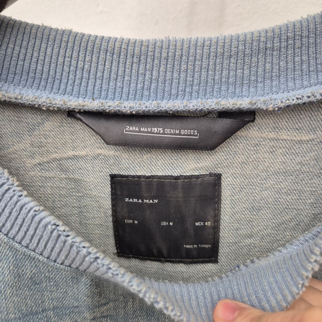 자라 맨 반팔 데님 맨투맨 M 상품이미지3