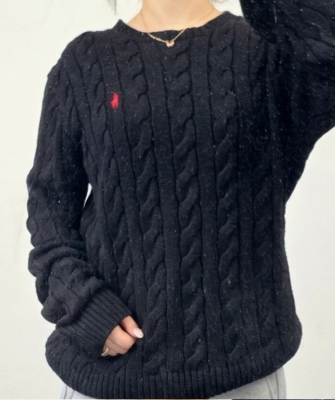 폴로 랄프로렌 케이블 꽈배기 니트 (블랙) 상품이미지2