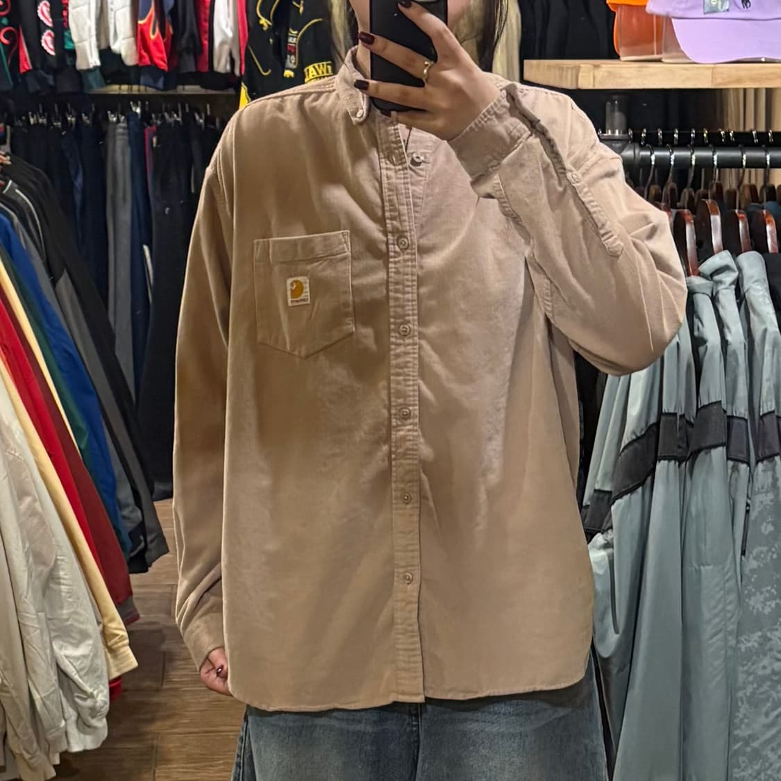 [HI] Carhartt 칼하트 코듀로이 긴팔셔츠 라이트베이지 상품이미지1