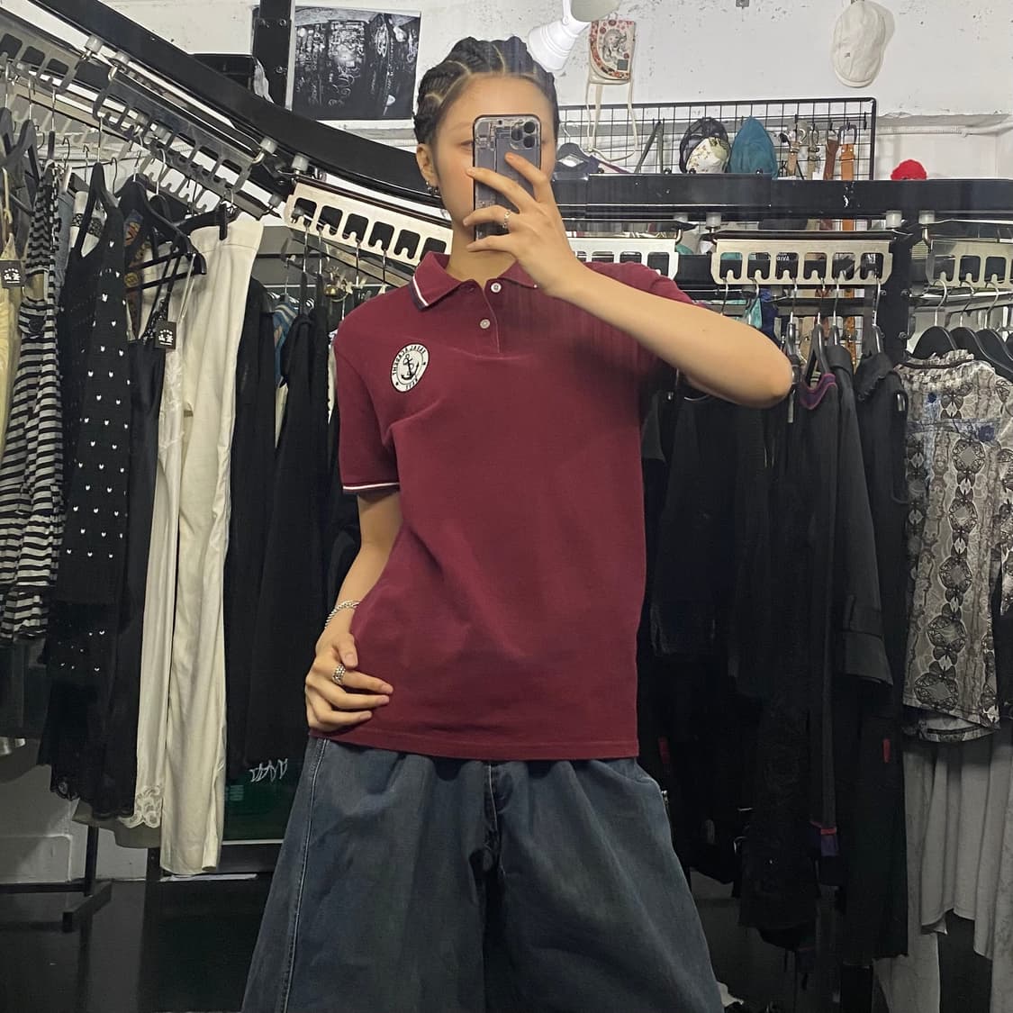 Beams heart 와펜 디테일 프레피 반팔 티셔츠 상품이미지9