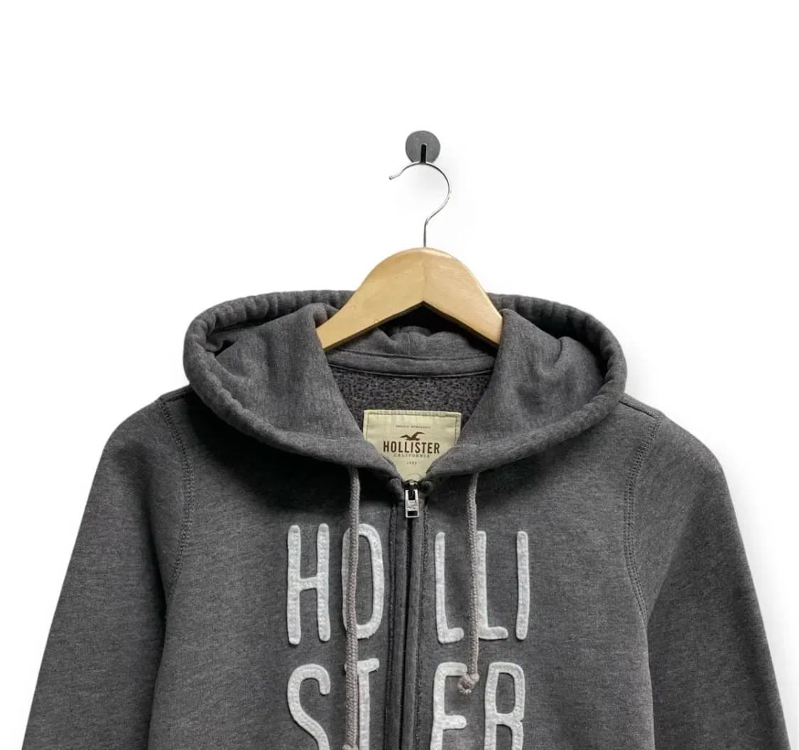 홀리스터 로고 그레이 기모 후드집업 M 상품이미지2