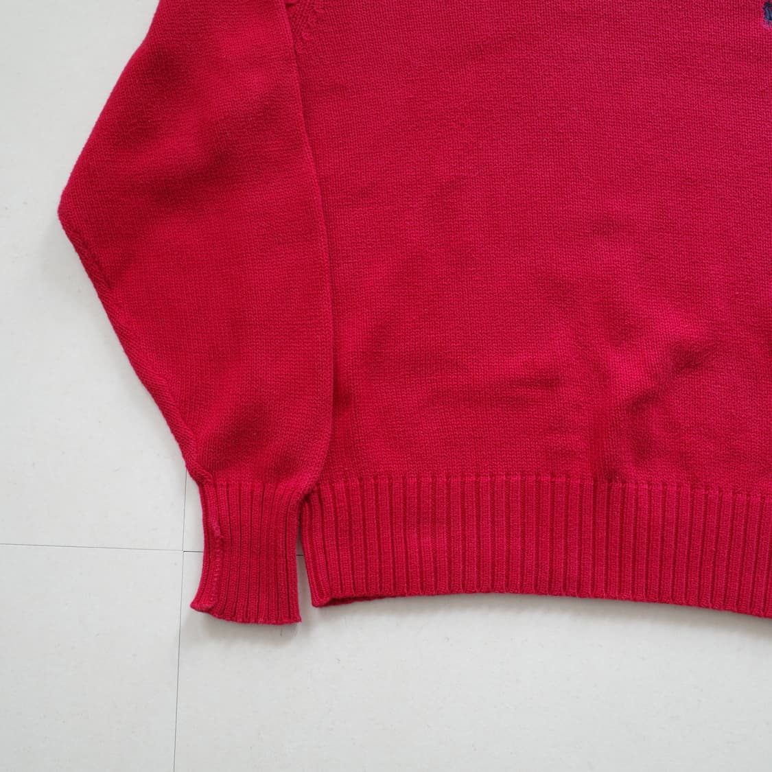 폴로 랄프로렌 레드 코튼 스웨터 L (90s) 상품이미지4