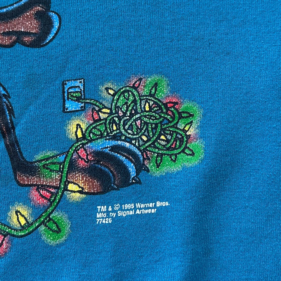 90s USA 루니툰즈 와일 E 코요테 크리스마스 빈티지 스웻셔츠 XL 상품이미지4