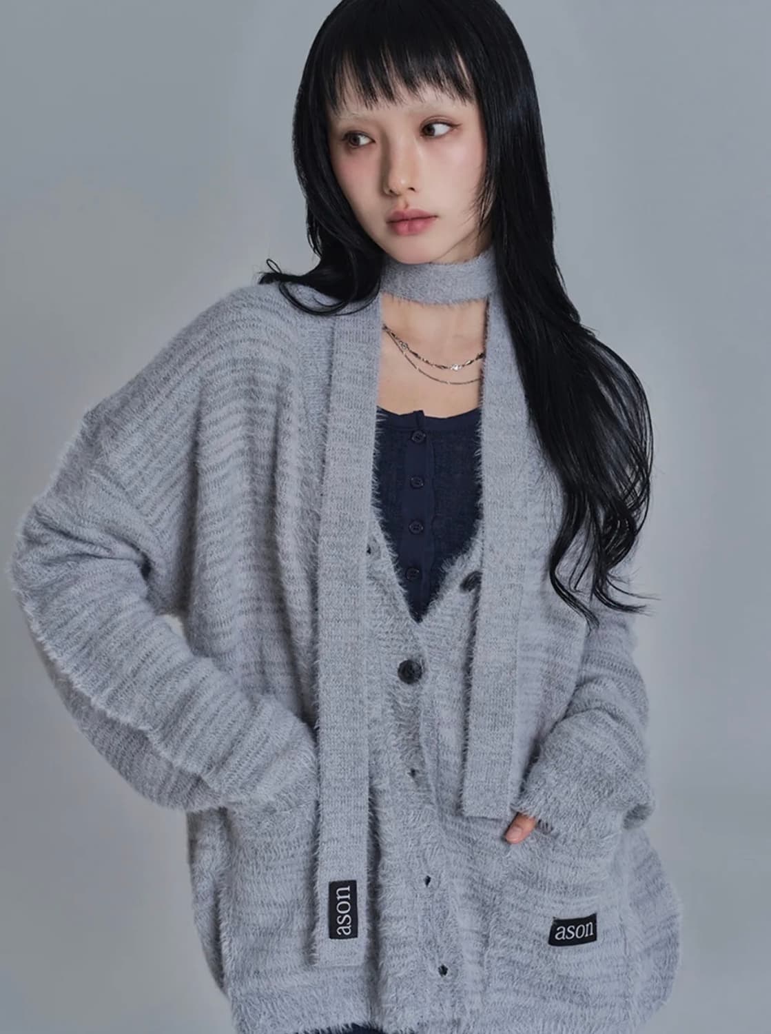 애즈온 루카 타이 가디건 상품이미지1