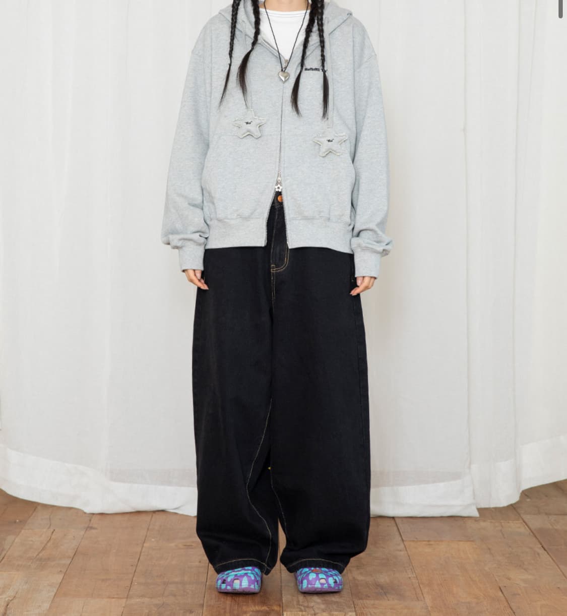 엑스톤즈우먼 FXXK YOU 스티치 데님 팬츠 (BLACK) 상품이미지4