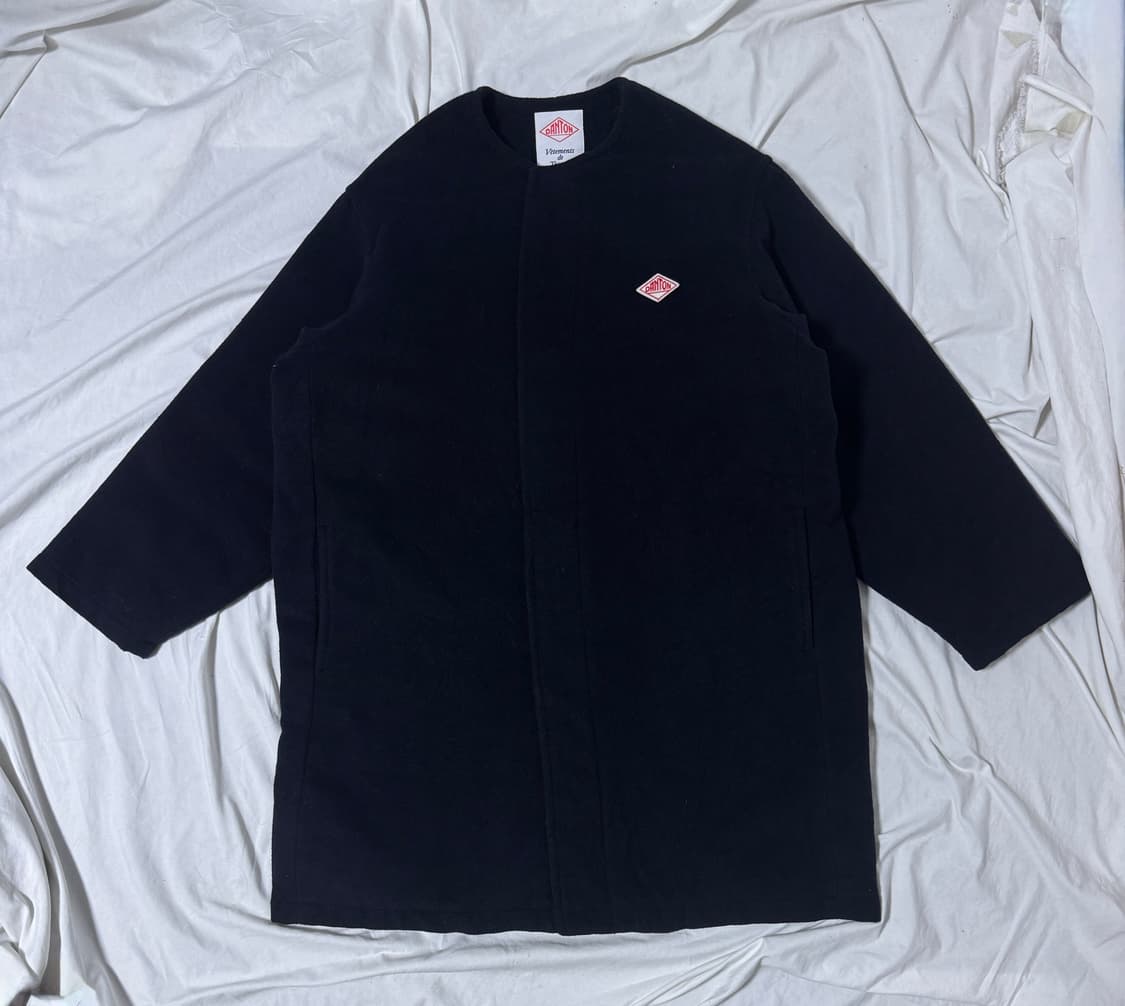 단톤 논 칼라 패딩 코트 상품이미지1