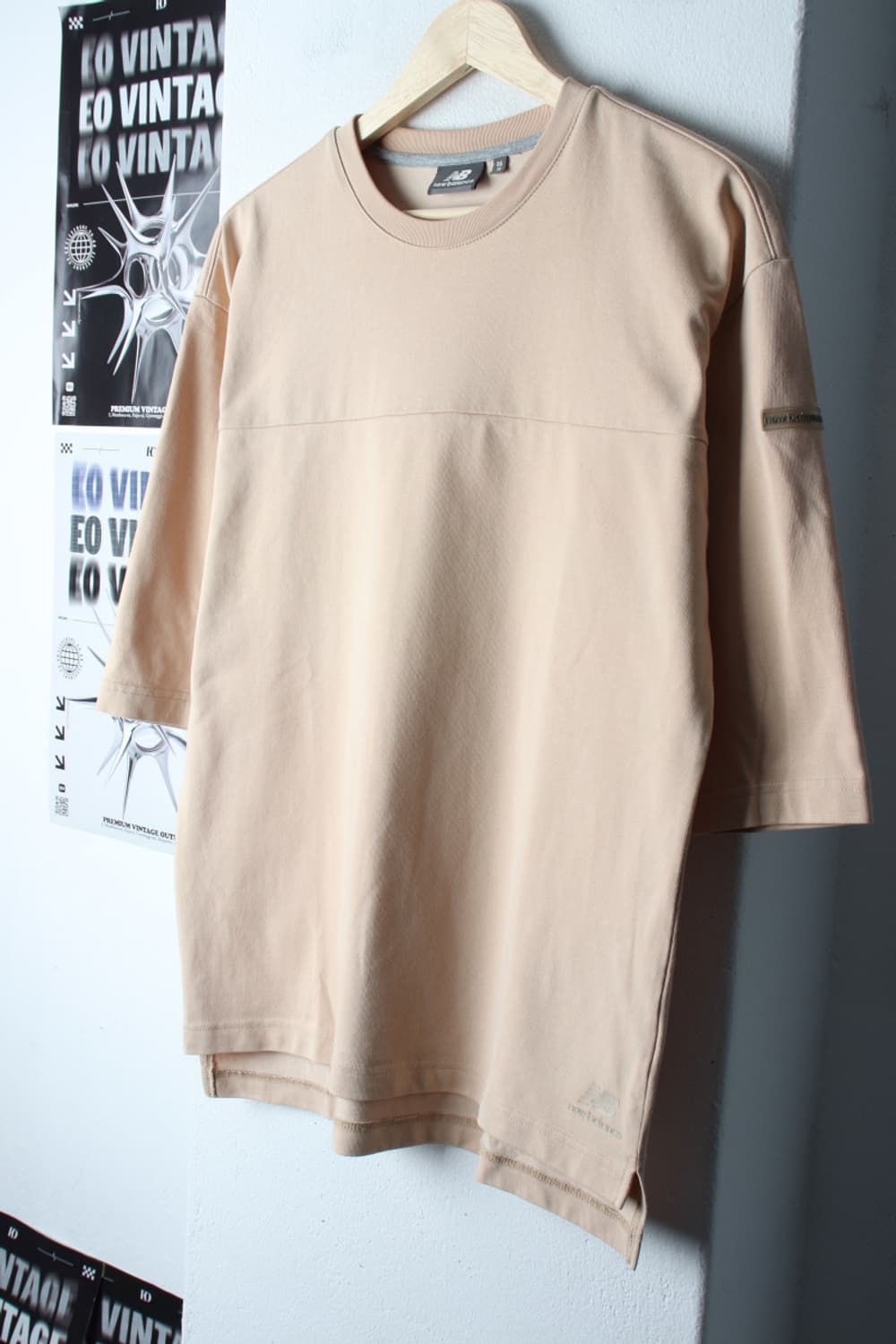 (M-L) 뉴발란스 반팔 티셔츠 오버핏 살구색 무지-H30885 상품이미지1