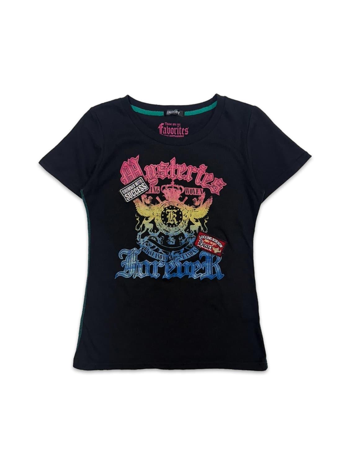 빈티지 블랙 레터링 슬림 반팔티 상품이미지1