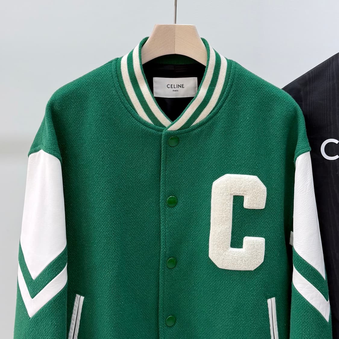[S+급/46] 셀린느 잭슨 울 테디 바시티 자켓 그린 풀구성 상품이미지3
