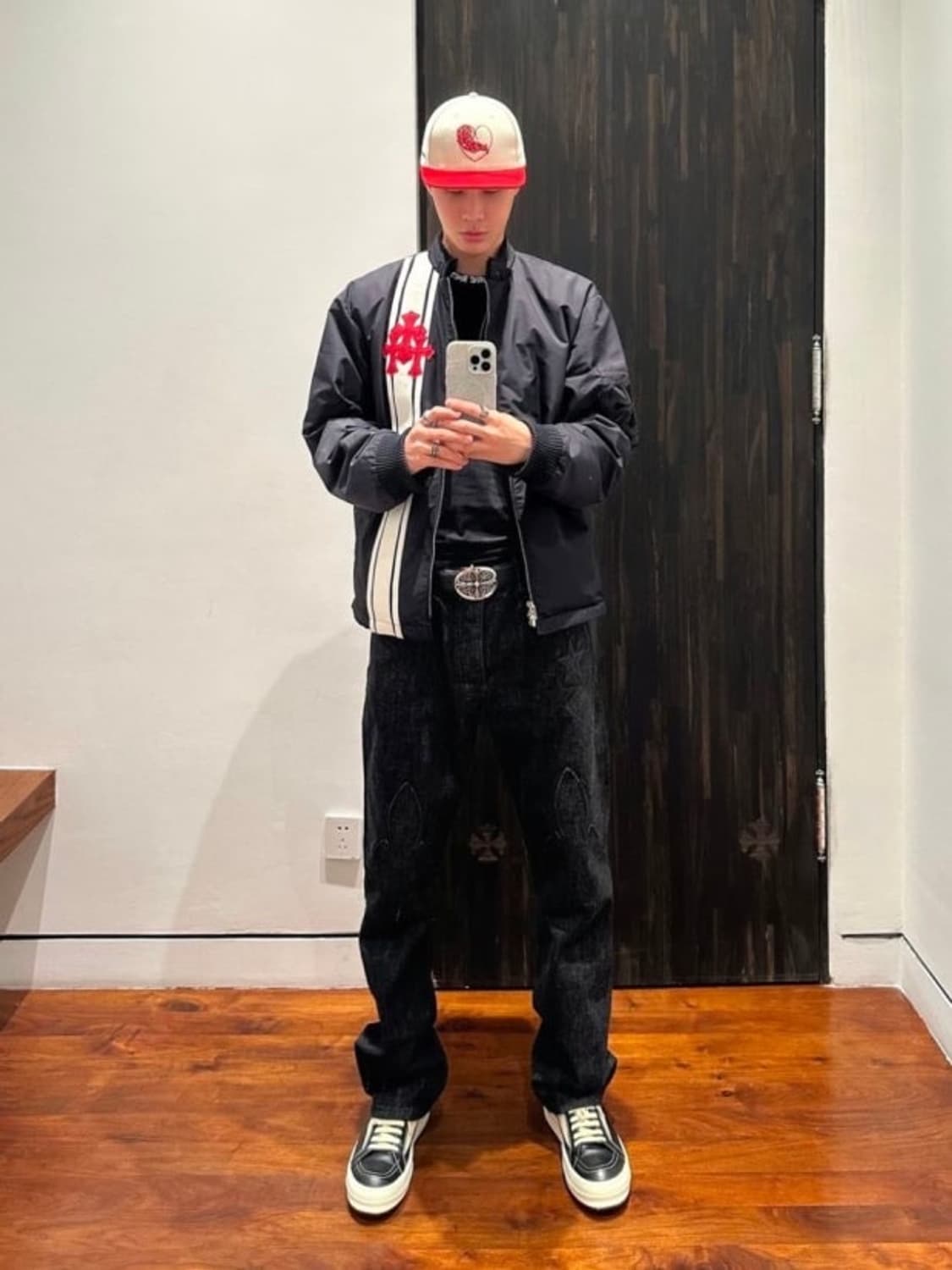 [L] 크롬하츠 코브라 크로스 레더패치 레이싱 퍼자켓 상품이미지1