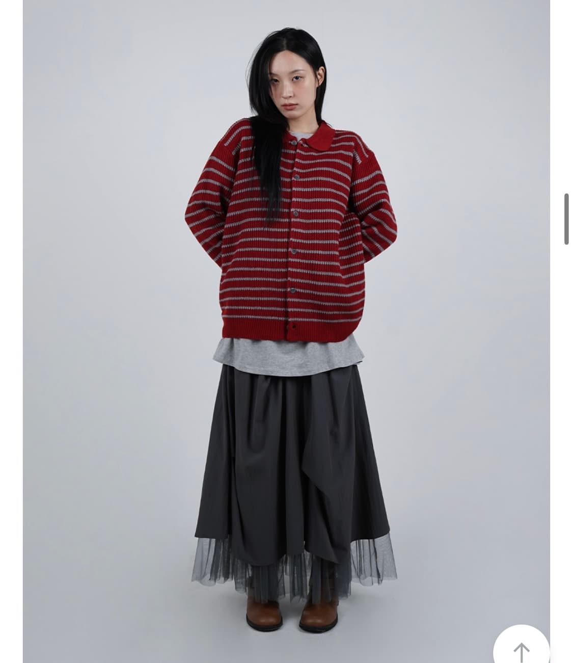 카라 니트 가디건 (레드) 상품이미지3