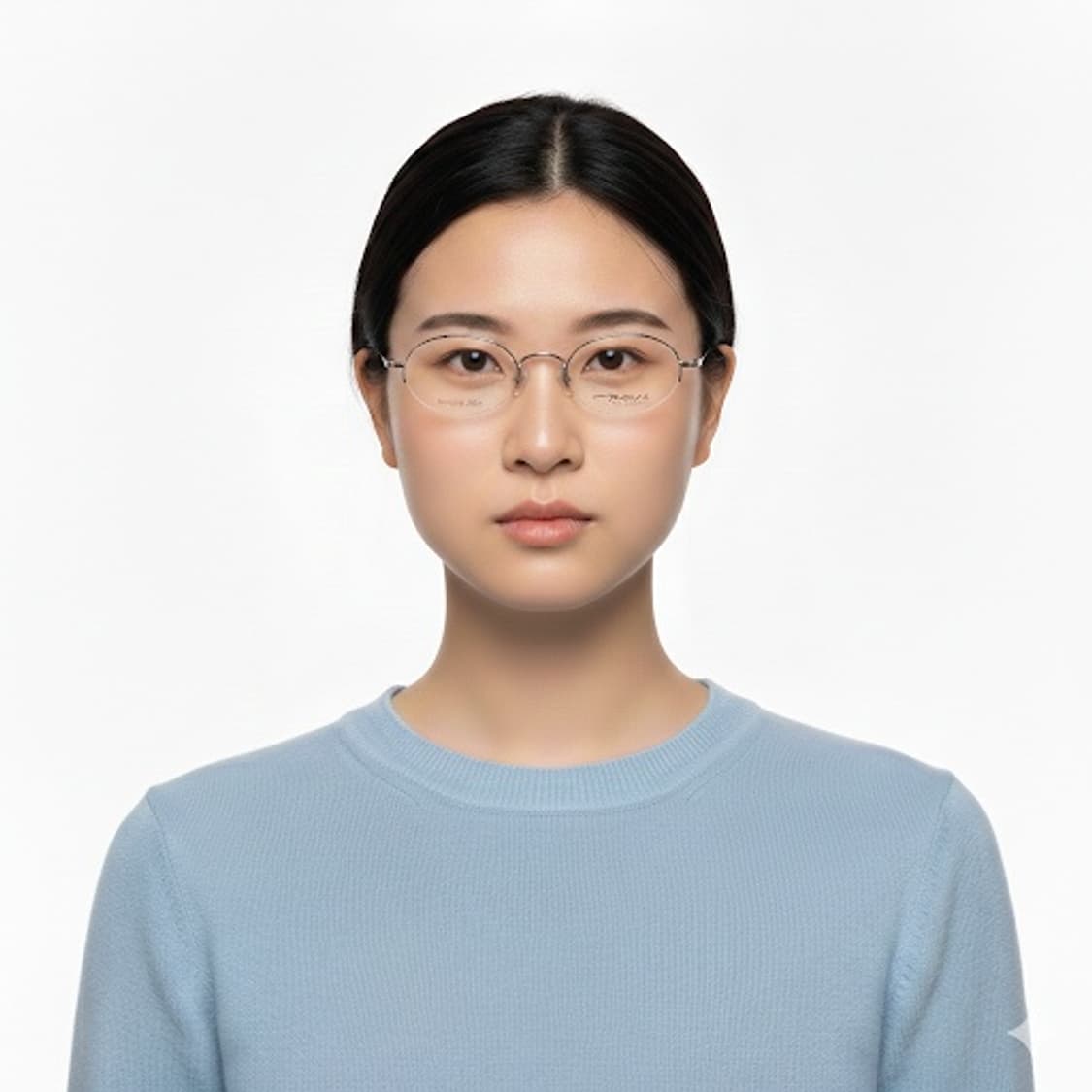 Vintage 반무테 안경 실버 그레이 상품이미지4