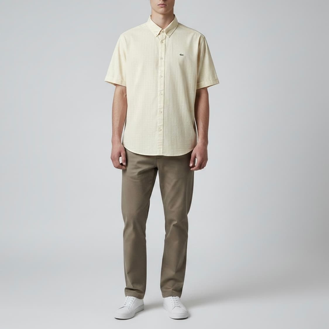 [M] Lacoste 라코스테 신형 옐로우 슬림핏 체크셔츠 상품이미지5