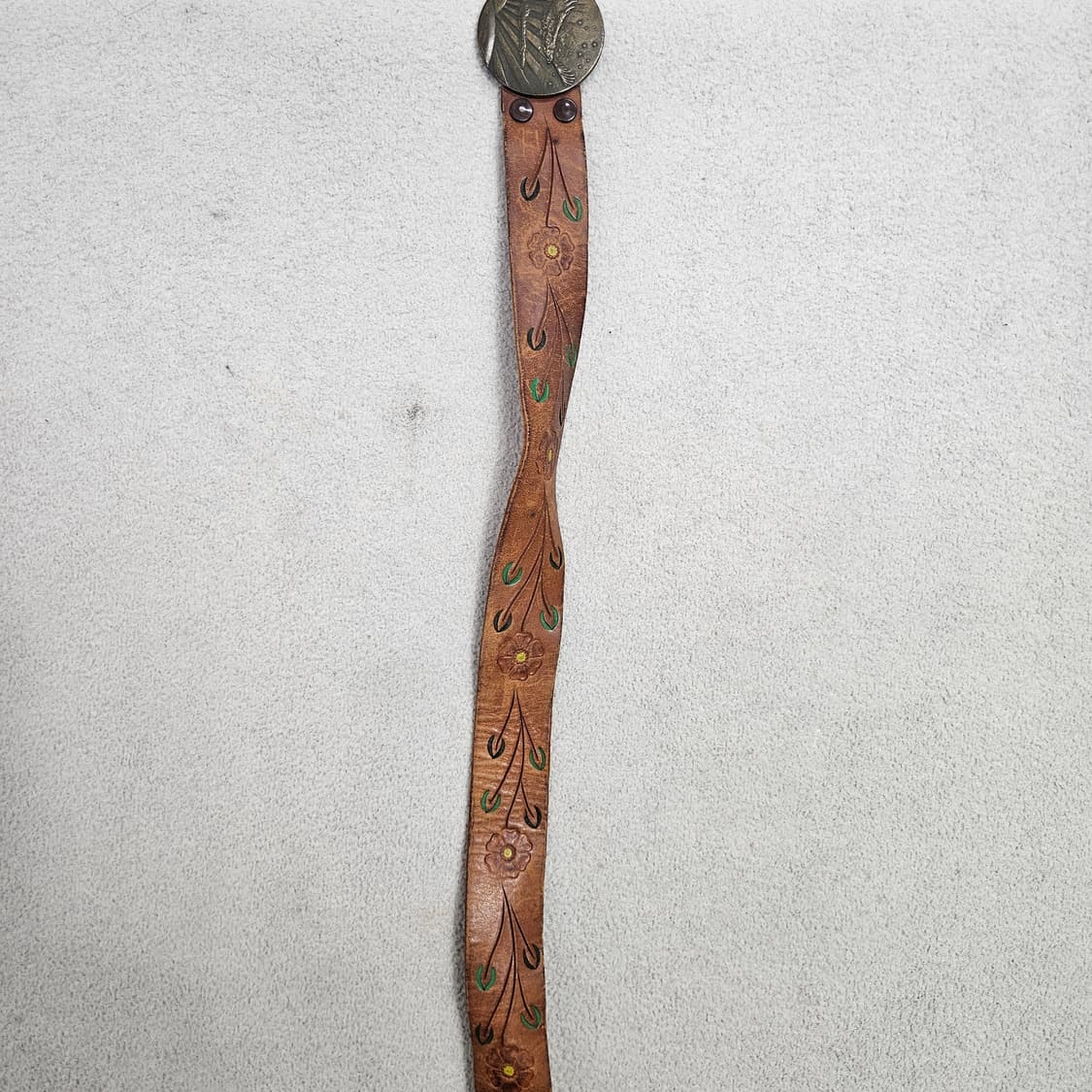 70s 황동 버클 레더 카빙 웨스턴 벨트 상품이미지3