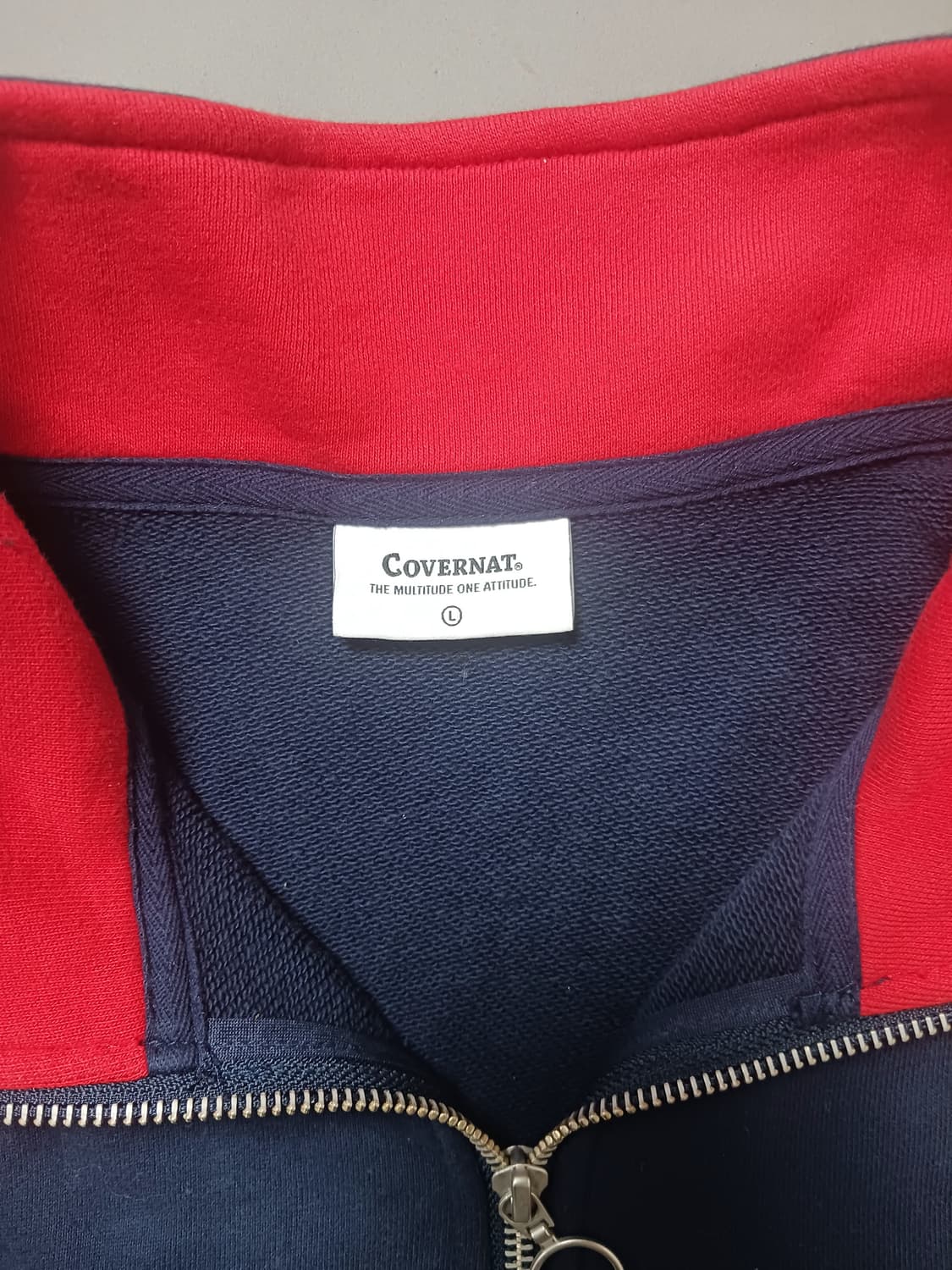 [L] 커버낫 하프집업 아치로고 맨투맨 네이비 상품이미지3