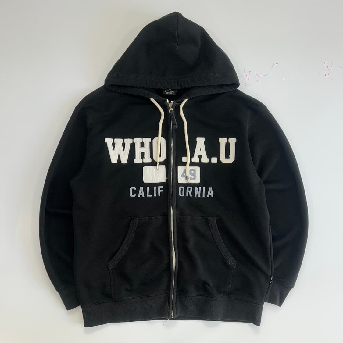 Who A U 후아유 스펠아웃로고 블랙 후드집업 상품이미지3