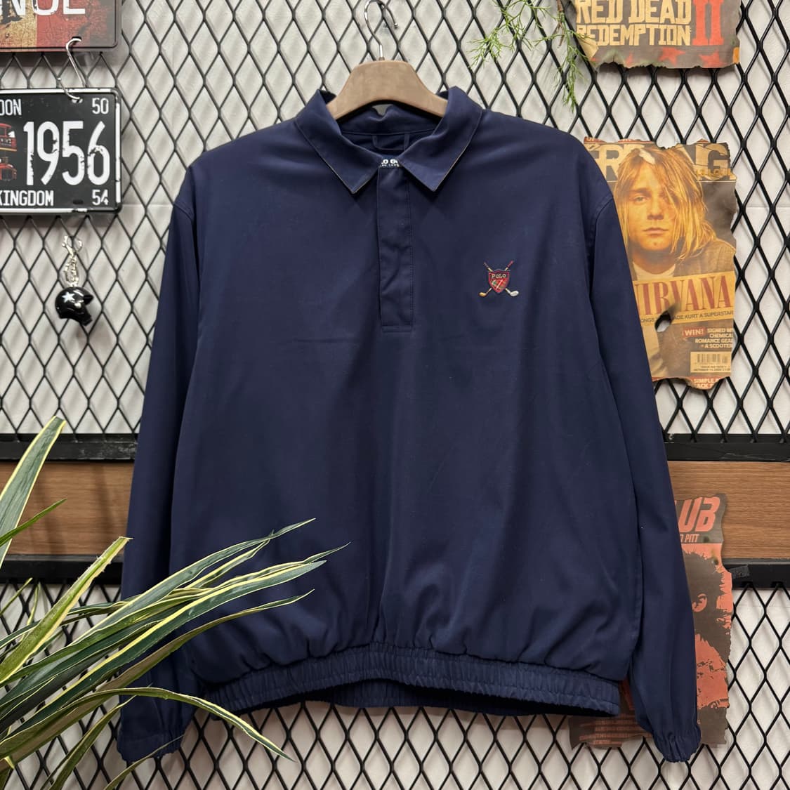 00s 폴로 랄프로렌 골프 나일론 풀오버 전면 로고 포인트 네이비 상품이미지1