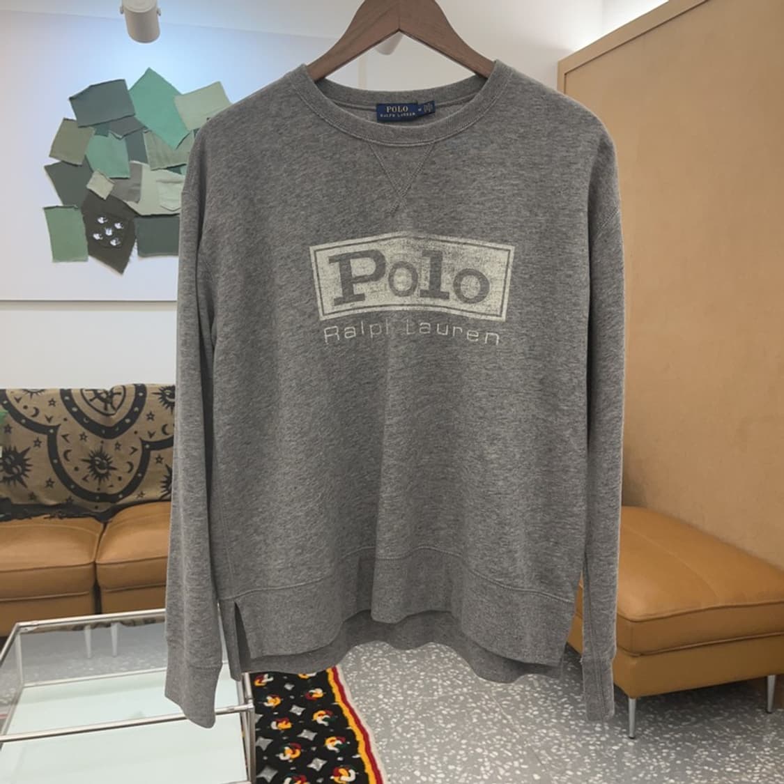 폴로 랄프로렌 희귀 빈티지 데미지 프린팅 기모 맨투맨 M C07665 상품이미지3