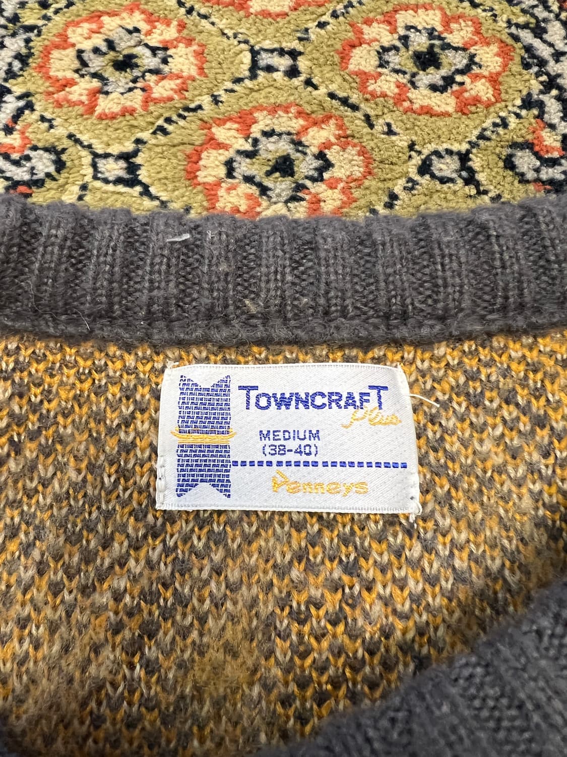 [M] Penny’s towncraft 크로스 패턴 니트 옐로브라운 상품이미지5