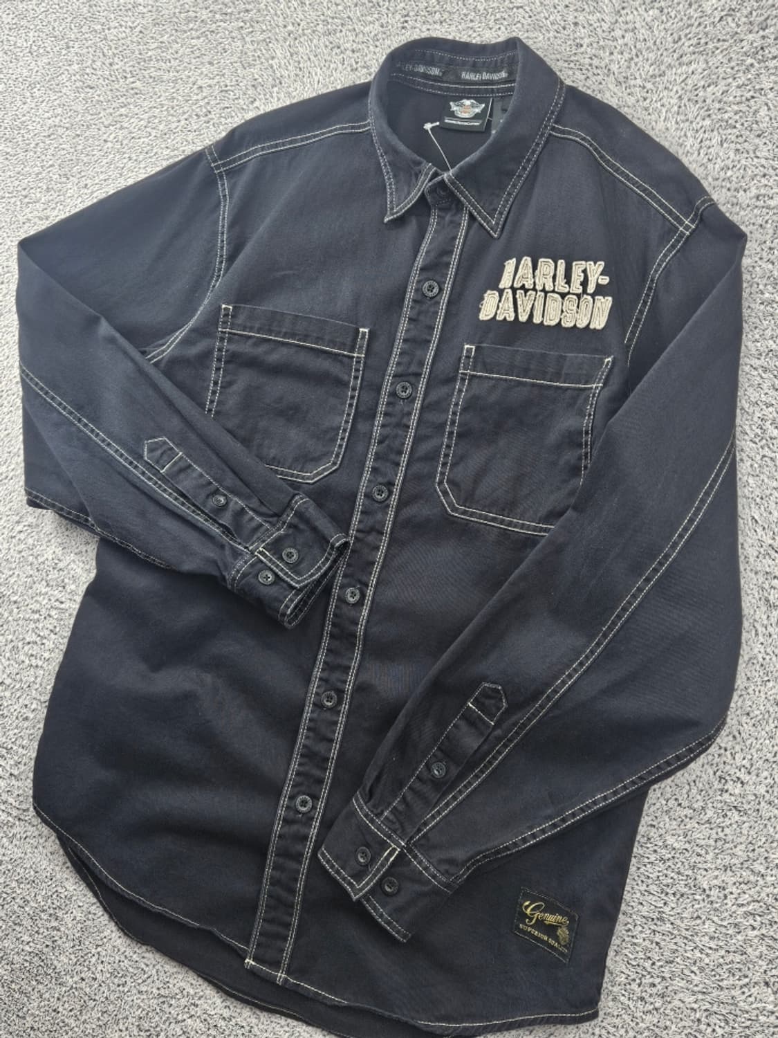 할리데이비슨 스티치 포켓 윙즈이글 바이커 셔츠 ( M ) / 11589 상품이미지6