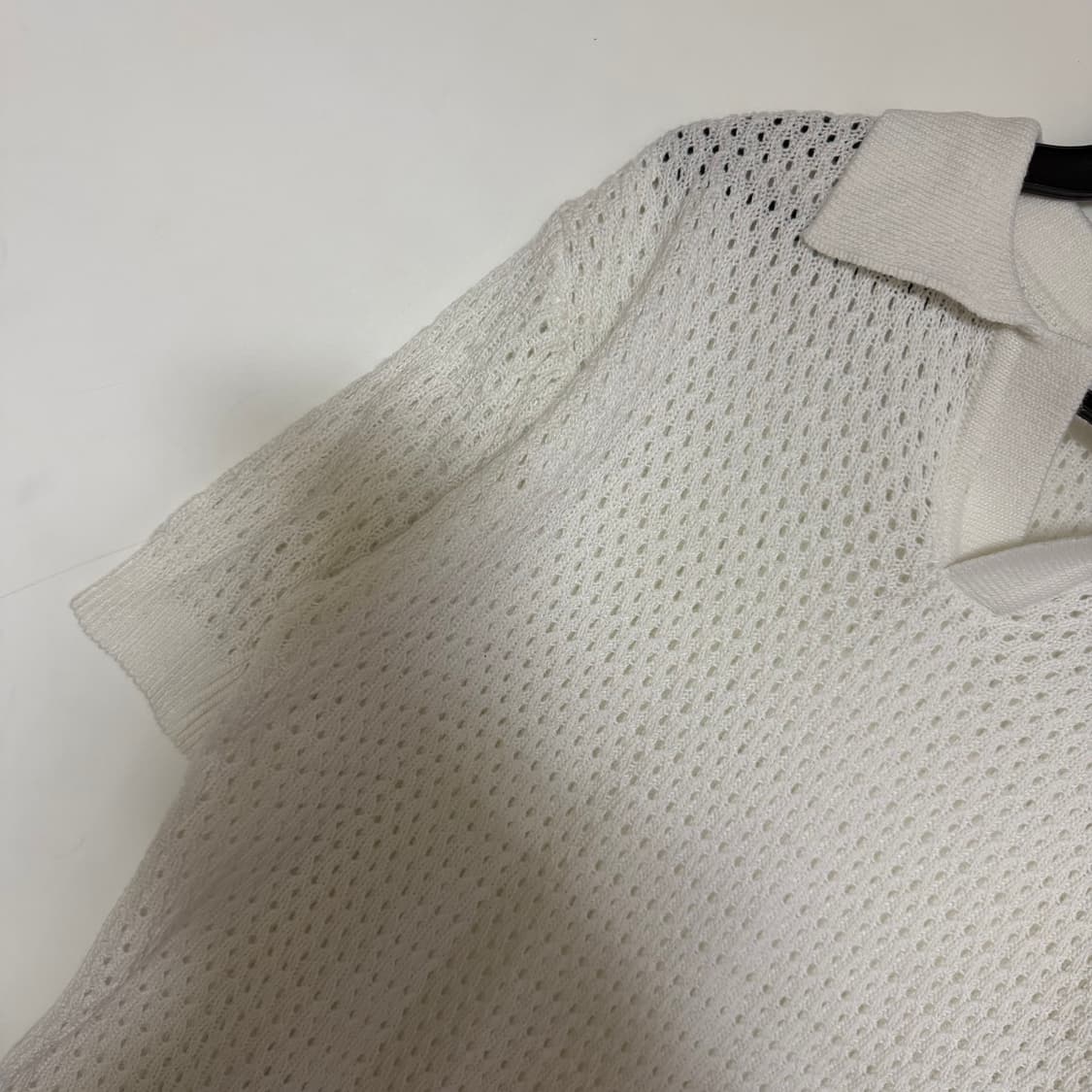 새상품 남자 카라넥 반팔 니트 (화이트) 상품이미지2