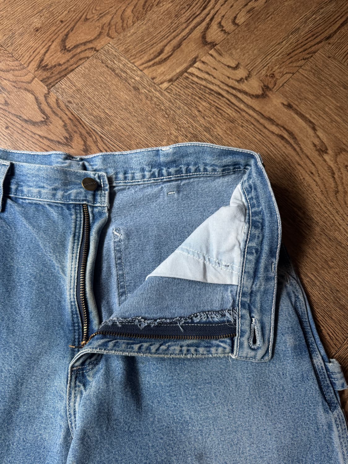 [33]칼하트 USA 덩가리핏 컷오프 싱글니 카펜터 워크 데님 팬츠 상품이미지3