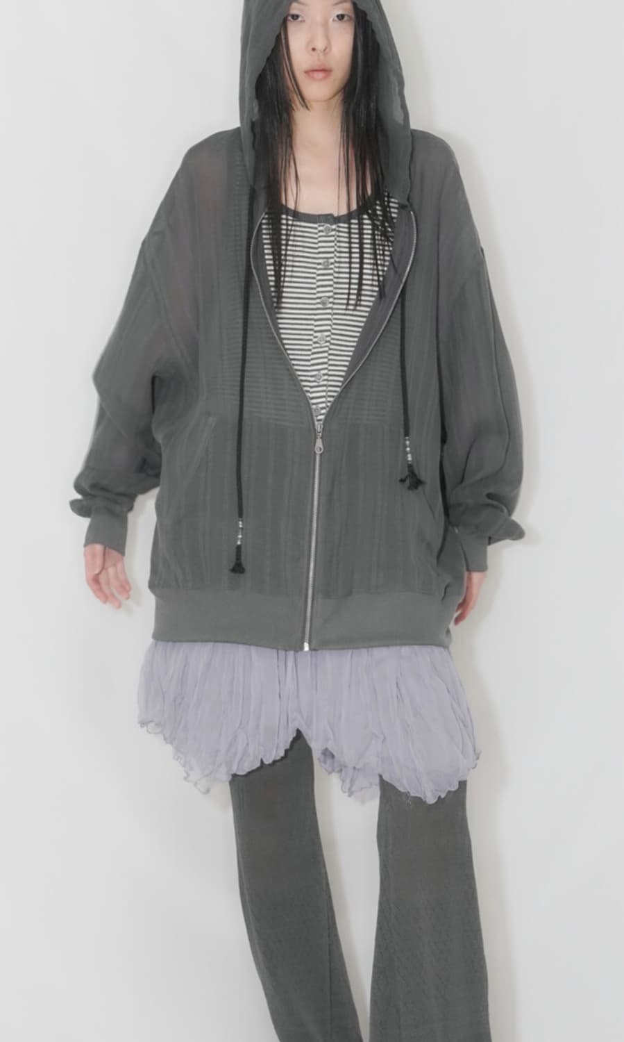 Eyelet boot-cut pants_charcoal  상품이미지7