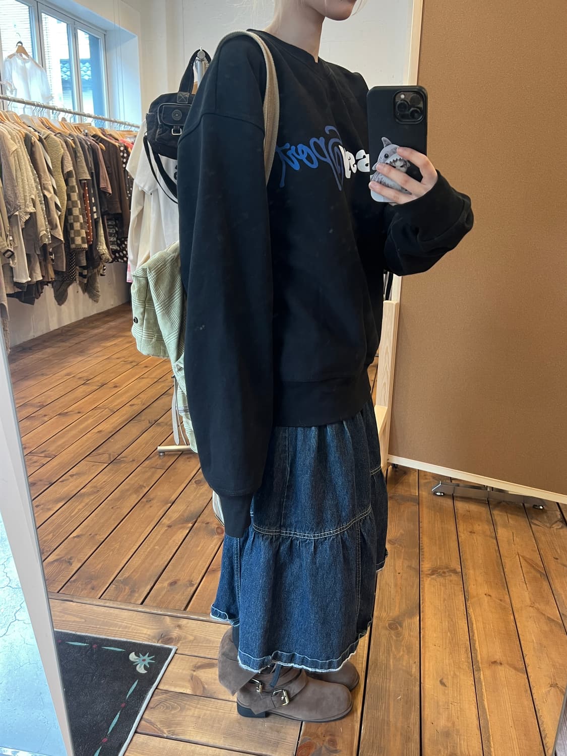 스투시 로고 블랙 맨투맨  상품이미지6