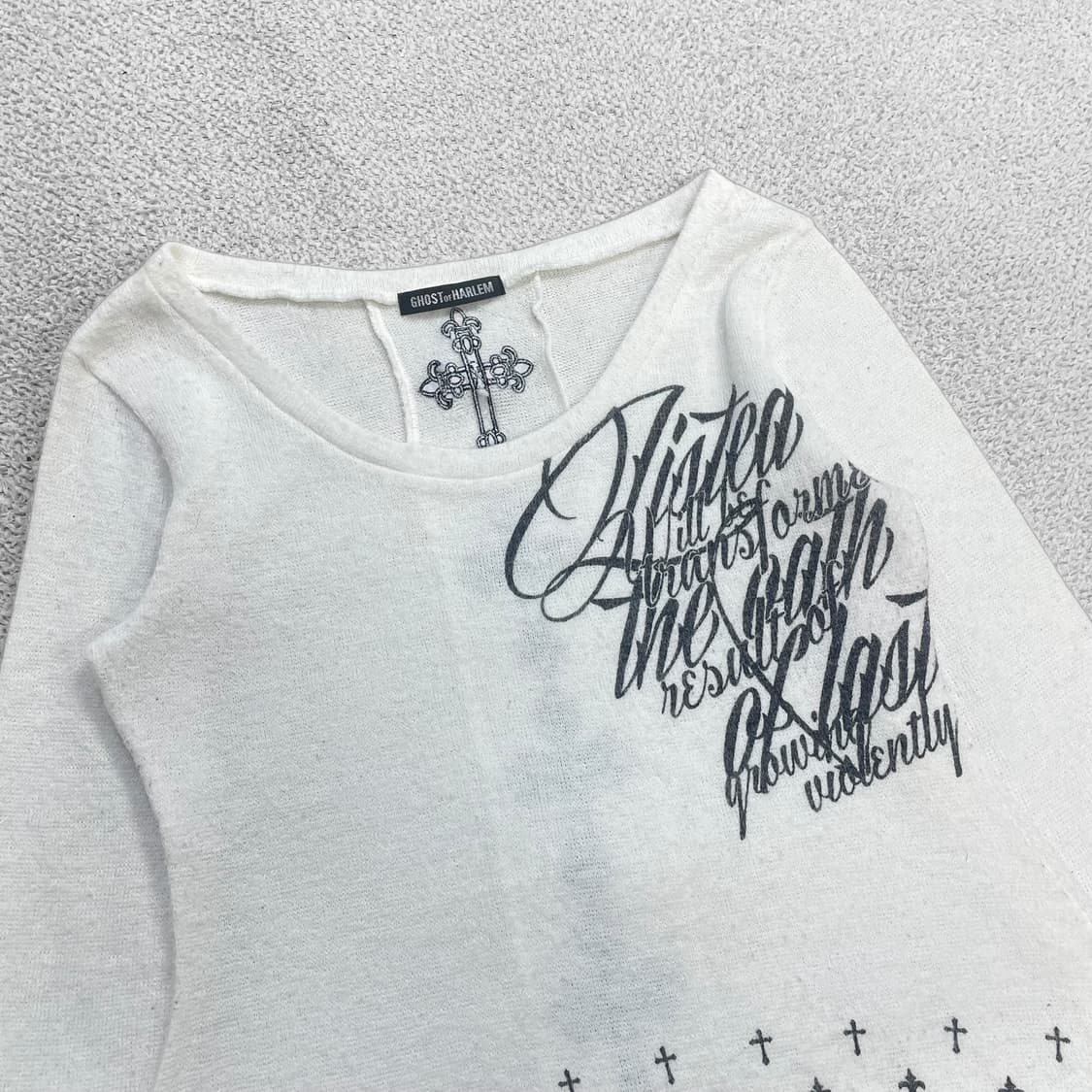 고스트 오브 할렘 y2k 펑크 비대칭 롱슬리브 화이트 상품이미지3