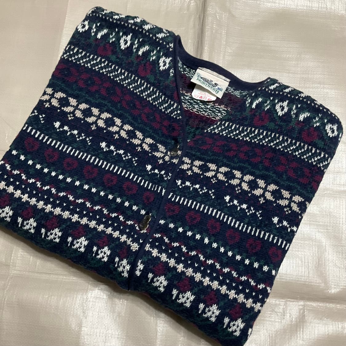 빈티지 페어아일 니트 가디건 L 상품이미지1