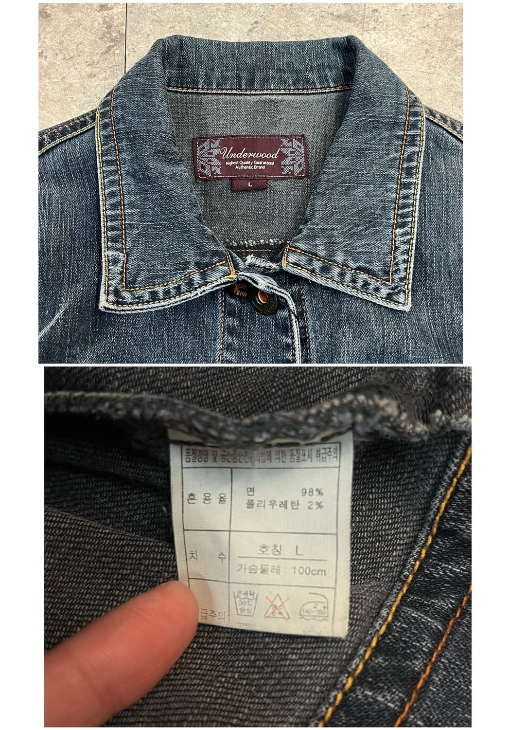 빈티지 언더우드 포켓 데님 자켓 L #csz3568 상품이미지3